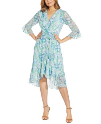 Adrianna Papell Floral-Print Wrap-Style ...